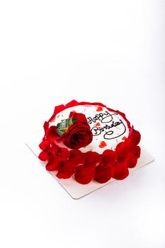 玫瑰奶油水果生日蛋糕图片素材免费下载
