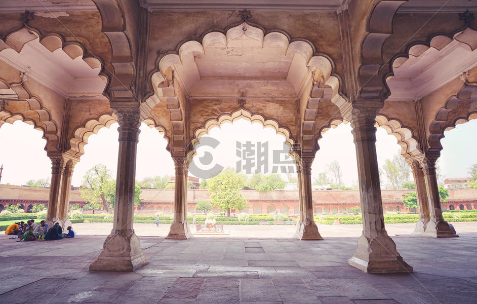 印度阿格拉堡内部大理石建筑构造图片素材免费下载