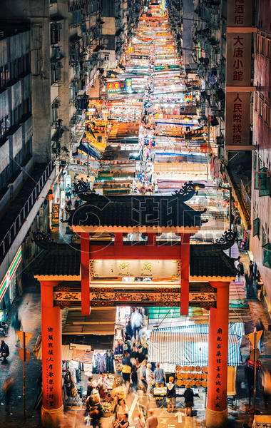 香港庙街夜景图片素材免费下载