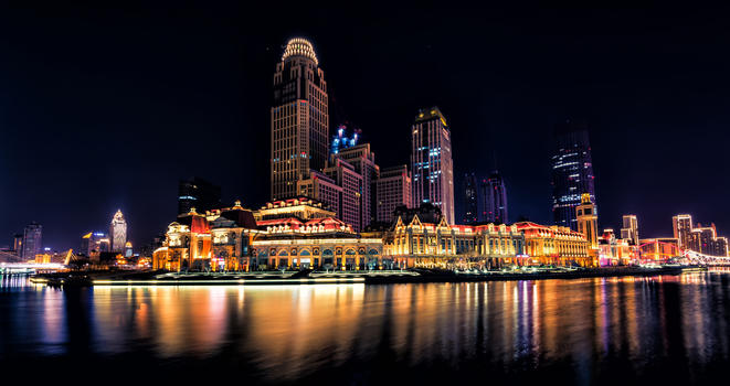 天津海河夜景图片素材免费下载