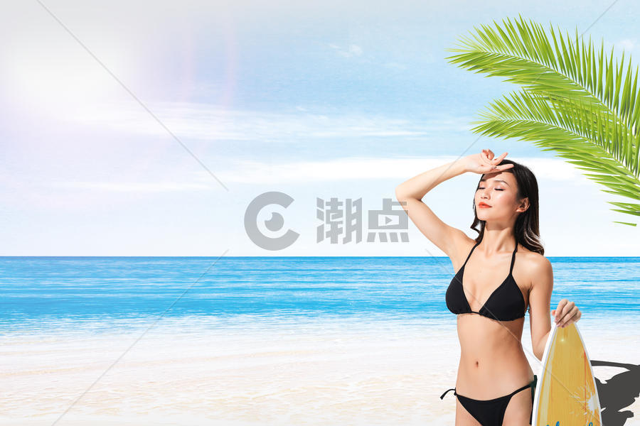 夏日海滩美女图片素材免费下载