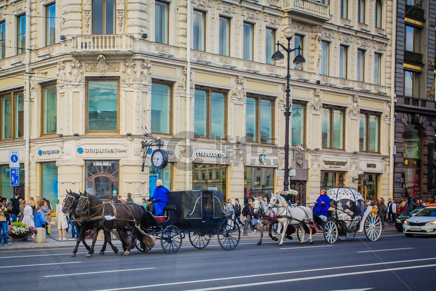 俄罗斯圣彼得堡马车图片素材免费下载