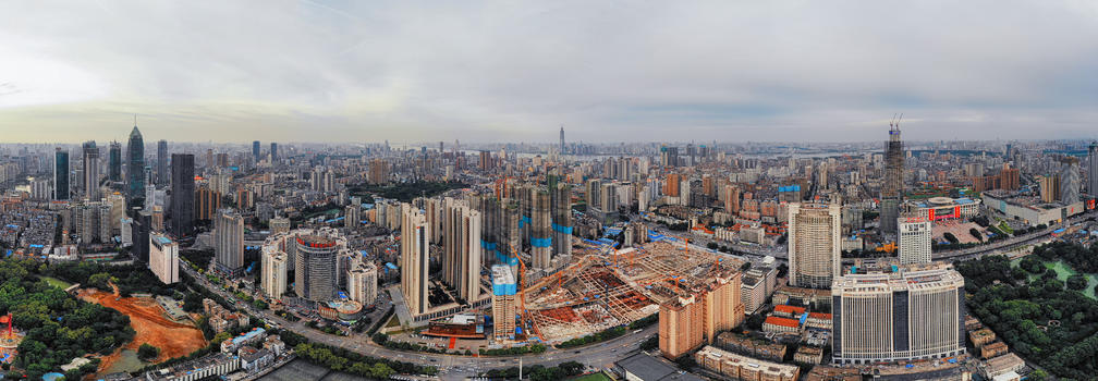 俯瞰武汉汉口城市建筑全景长片图片素材免费下载