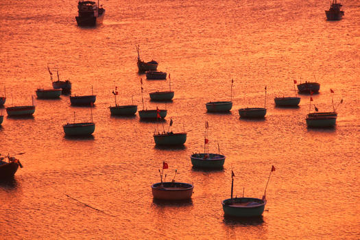 越南美奈渔港的日落图片素材免费下载