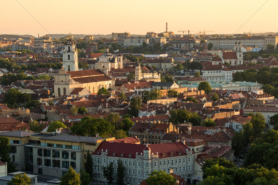 欧洲旅游城市维尔纽斯日落风光图片素材免费下载