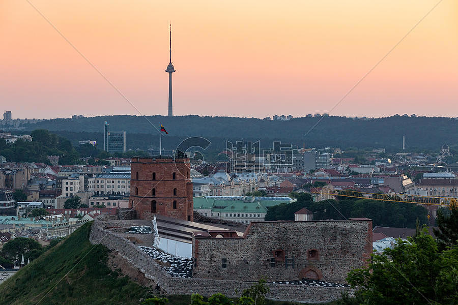 欧洲旅游城市维尔纽斯日落风光图片素材免费下载