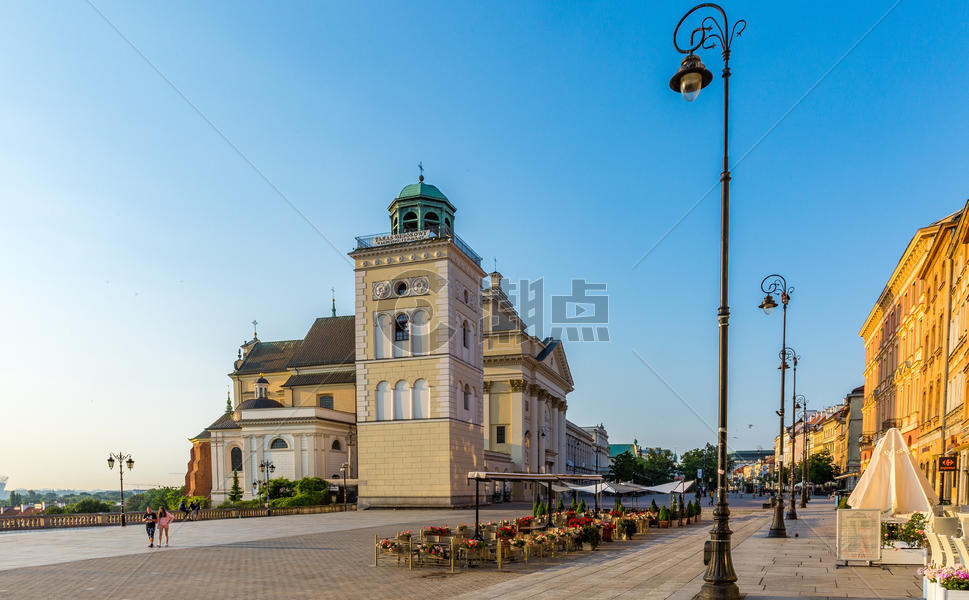 清晨中的欧洲旅游城市华沙建筑风光图片素材免费下载