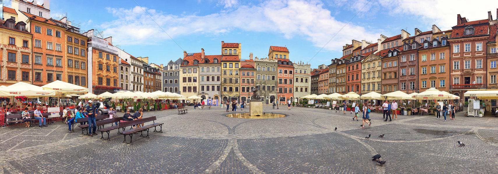波兰华沙老城广场全景图图片素材免费下载