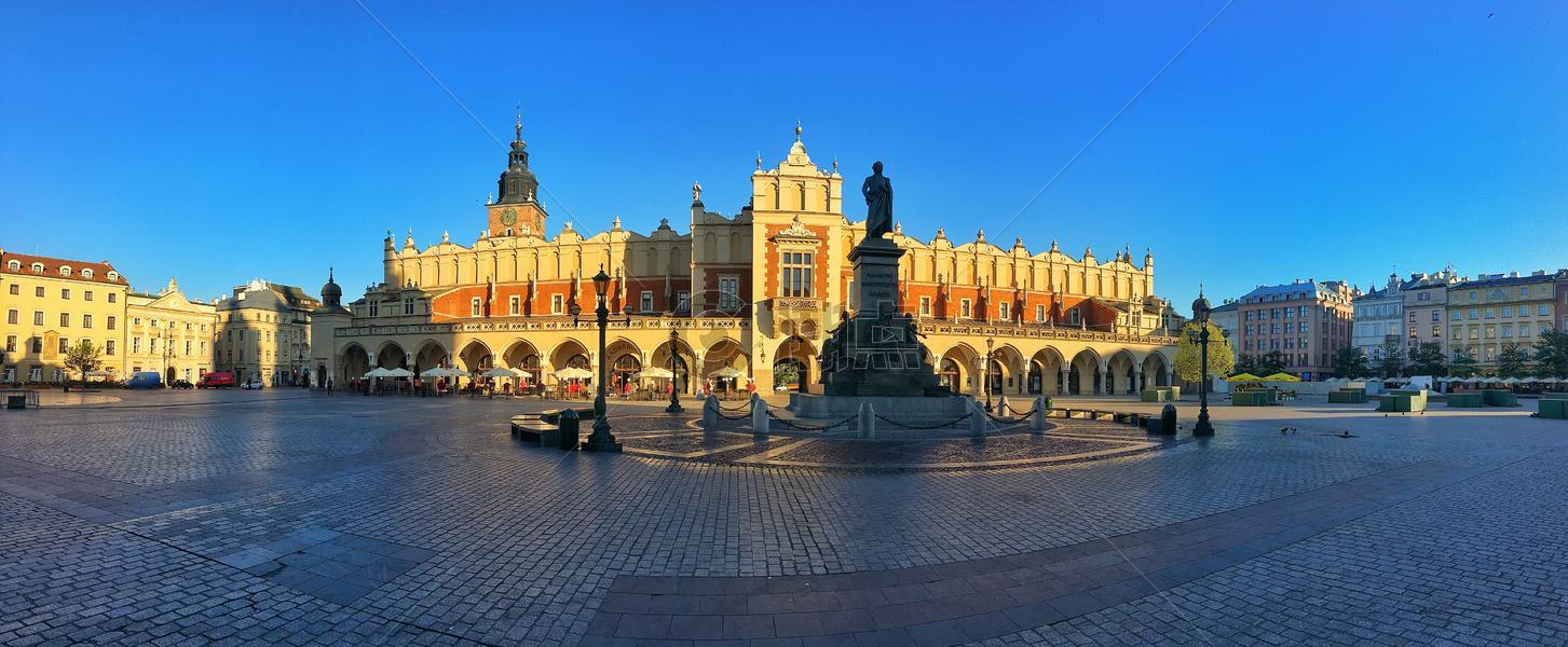 波兰旅游城市克拉科夫老城广场全景图图片素材免费下载