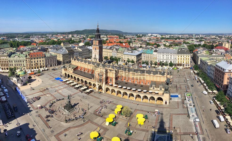 波兰旅游城市克拉科夫老城广场全景图图片素材免费下载