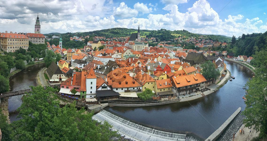 捷克著名旅游CK小镇全景图图片素材免费下载