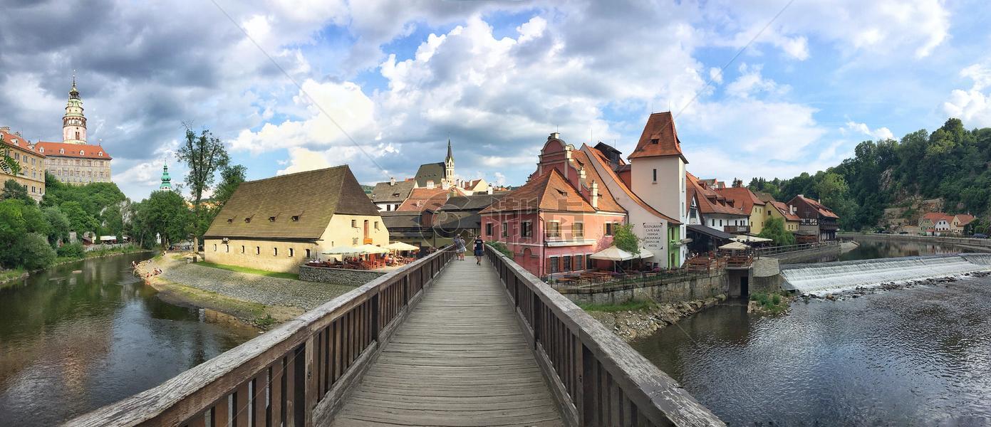 捷克著名旅游CK小镇全景图图片素材免费下载