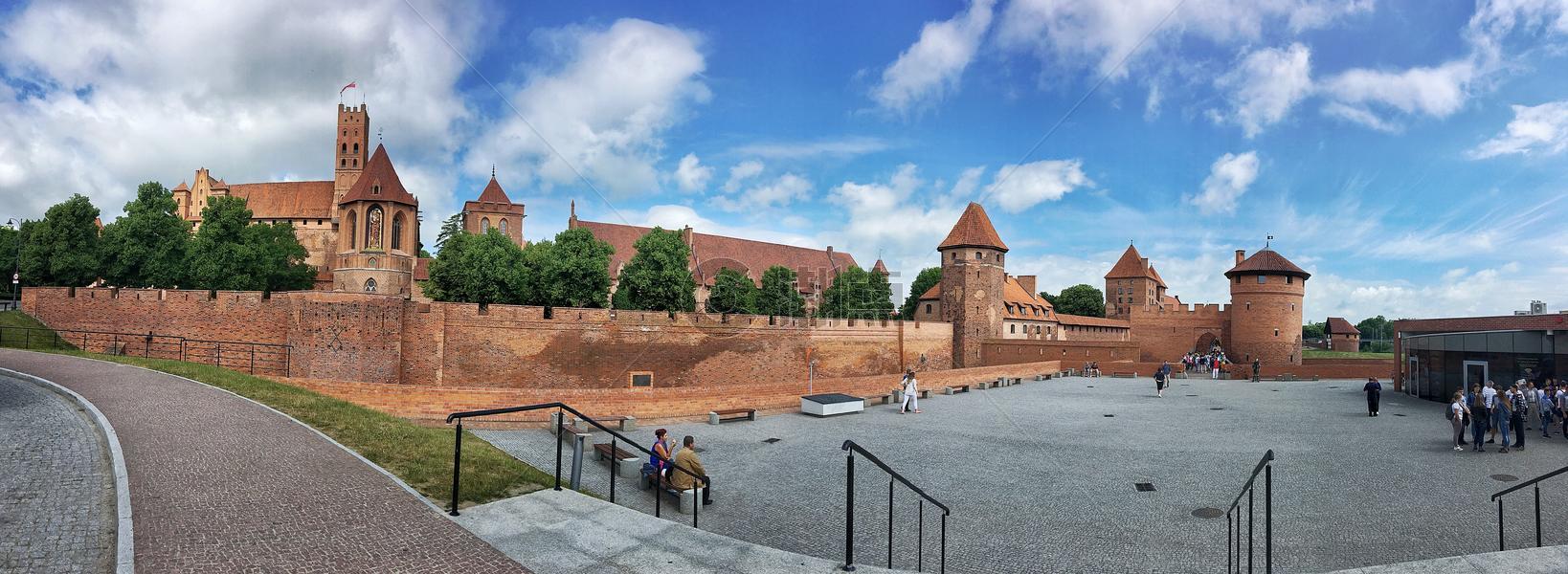 欧洲波兰著名城堡马尔堡全景图图片素材免费下载
