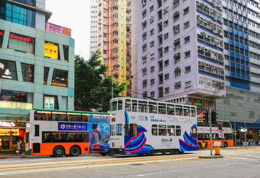 香港的特色叮叮车图片素材免费下载