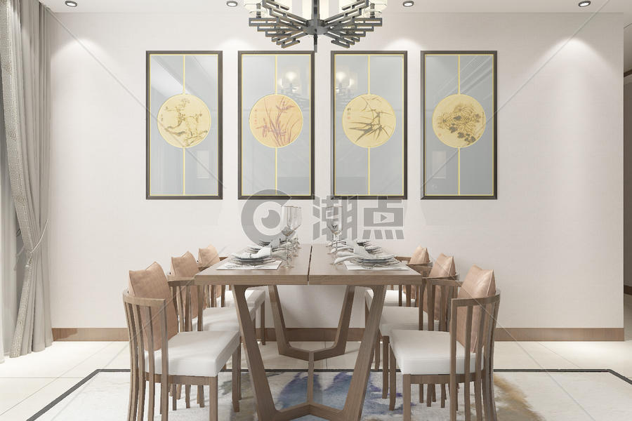 中式餐桌空间图片素材免费下载