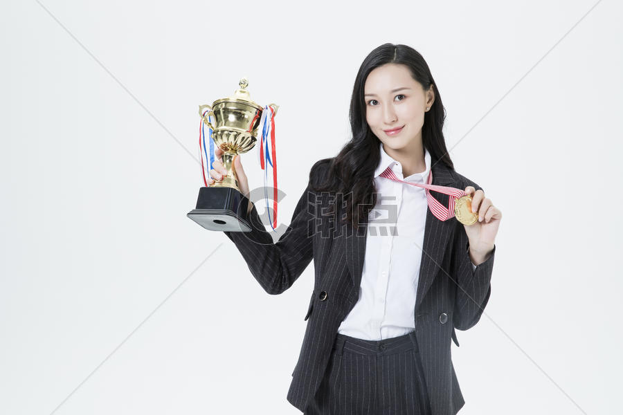 商务女性获奖胜利图片素材免费下载