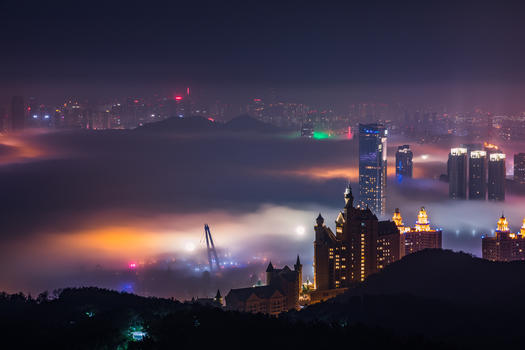平流雾夜景图片素材免费下载