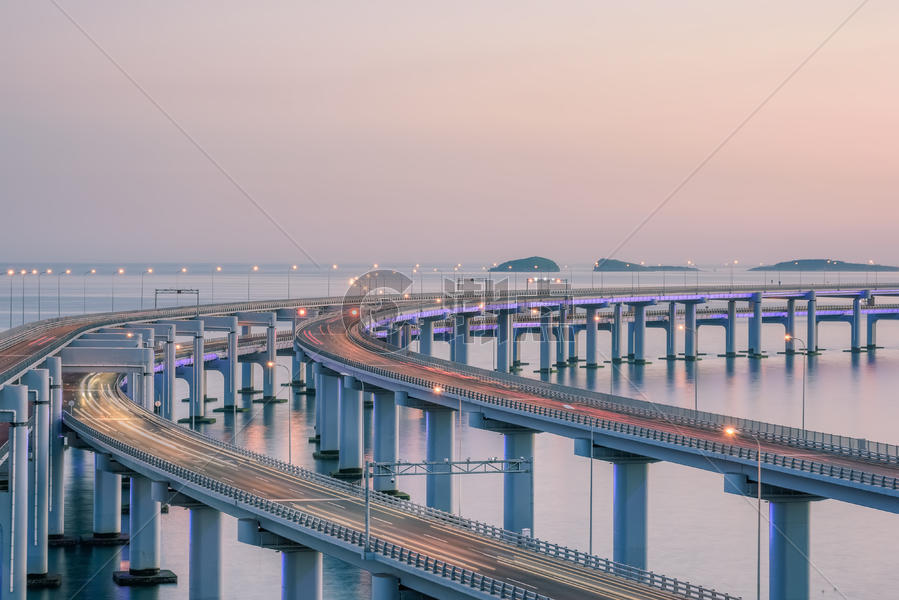 大连星海跨海大桥海上交通图片素材免费下载