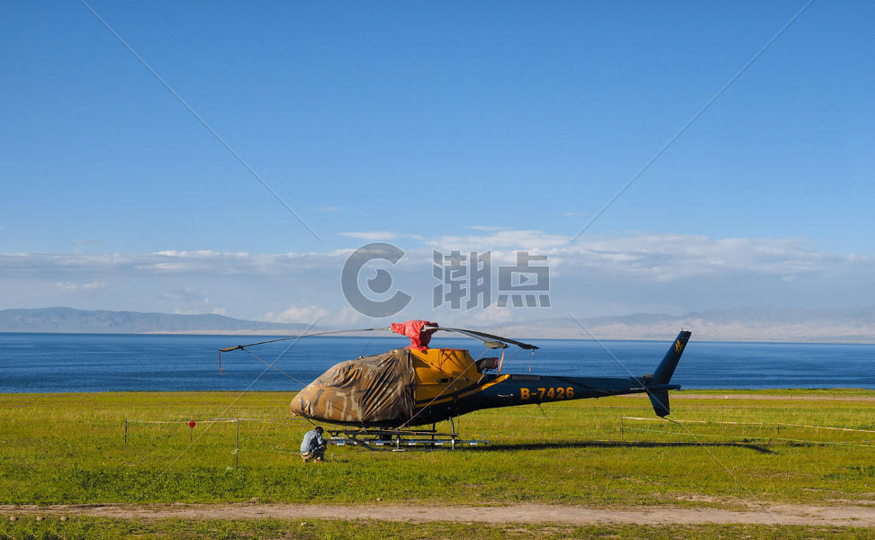 青海湖直升机图片素材免费下载