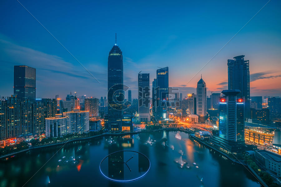 武汉金融街城市夜景图片素材免费下载