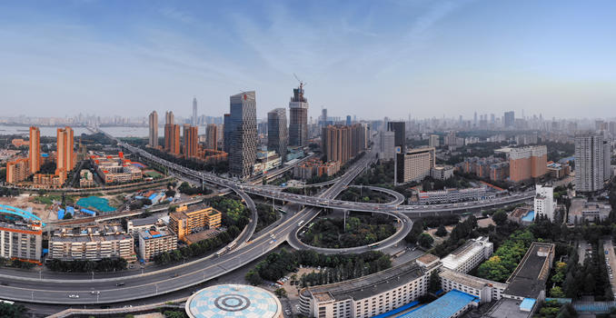 俯瞰武汉城市风光立交桥全景长片图片素材免费下载