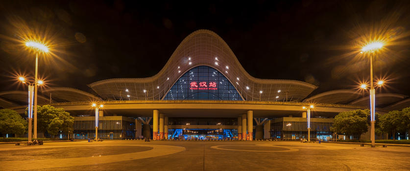 夜幕下的武汉高铁站图片素材免费下载