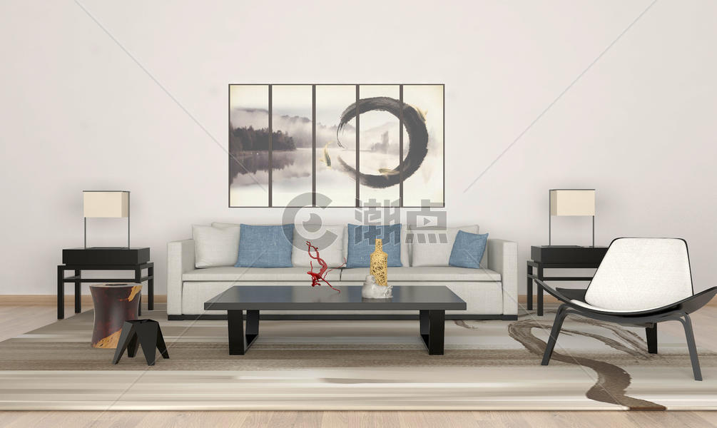 新中式客厅沙发图片素材免费下载