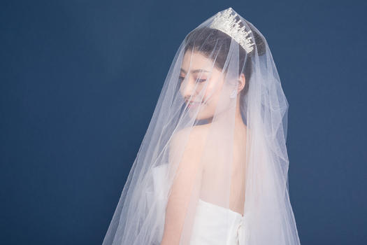 头戴头纱穿婚纱的新娘图片素材免费下载
