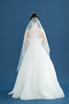 新娘穿白色婚纱的背影图片素材免费下载