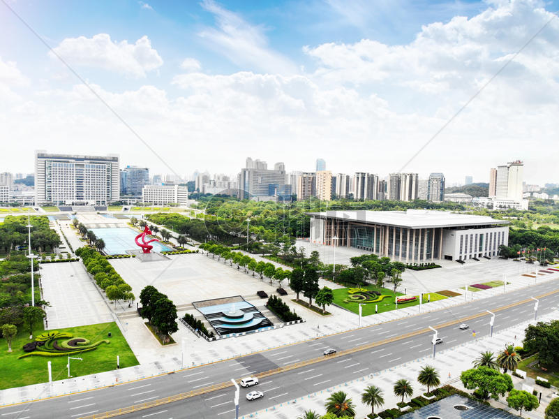 广东东莞城市办公楼城市绿化规划图片素材免费下载