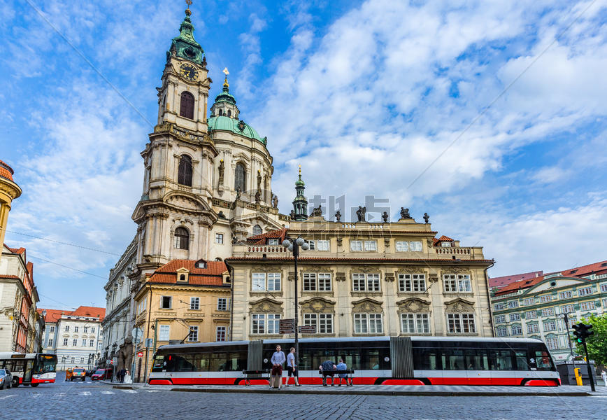 捷克布拉格城市有轨电车图片素材免费下载