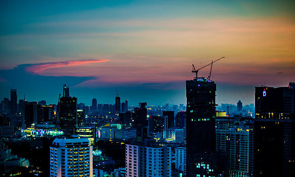 曼谷市中心夜景图片素材免费下载