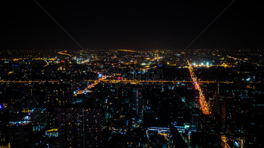 曼谷市中心夜景景色图片素材免费下载