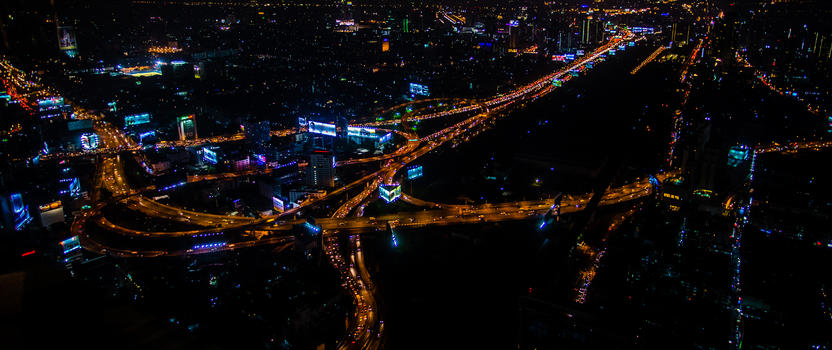 曼谷市中心夜景景色图片素材免费下载