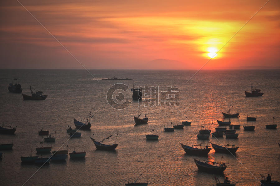 越南美奈渔港日落图片素材免费下载