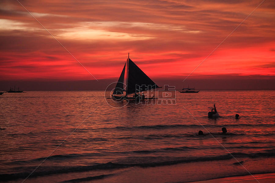 菲律宾海边帆船启航图片素材免费下载