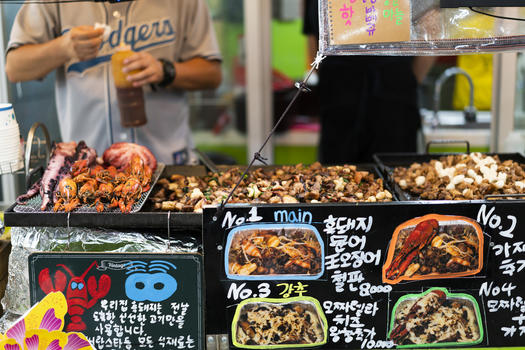 韩国首尔传统市场小吃图片素材免费下载