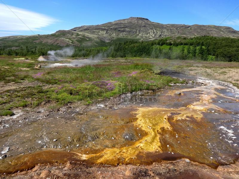 冰岛地热水析出的硫磺图片素材免费下载
