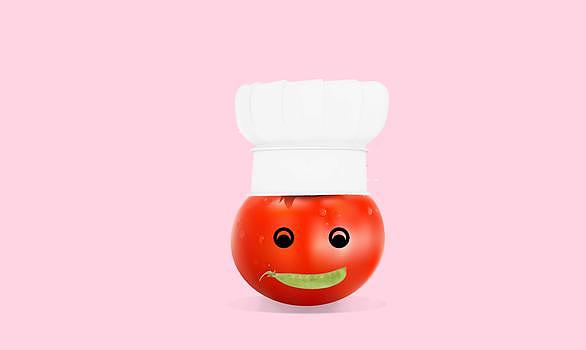 戴厨师帽的番茄图片素材免费下载
