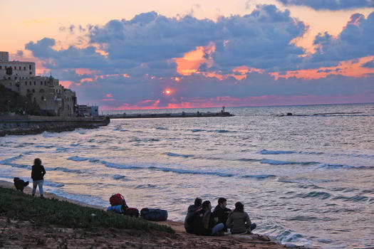 以色列特拉维夫地中海日落图片素材免费下载