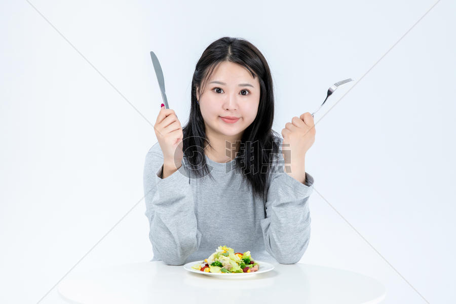 胖女生健康饮食图片素材免费下载