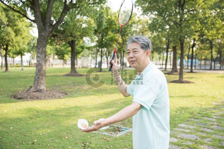 老年人运动羽毛球图片素材免费下载