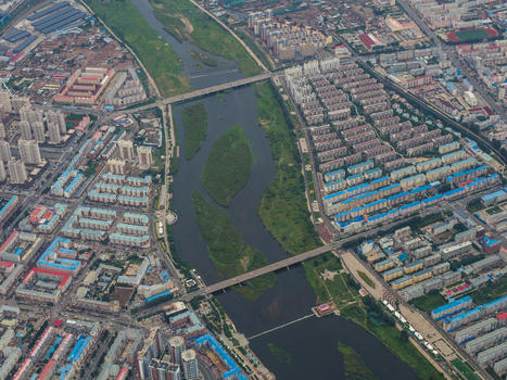 海拉尔城市上空俯视全景图片素材免费下载