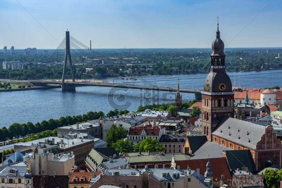 俯瞰拉脱维亚首都里加历史老城图片素材免费下载