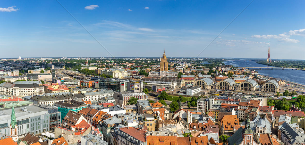 俯瞰拉脱维亚首都里加历史文化老城全景图图片素材免费下载