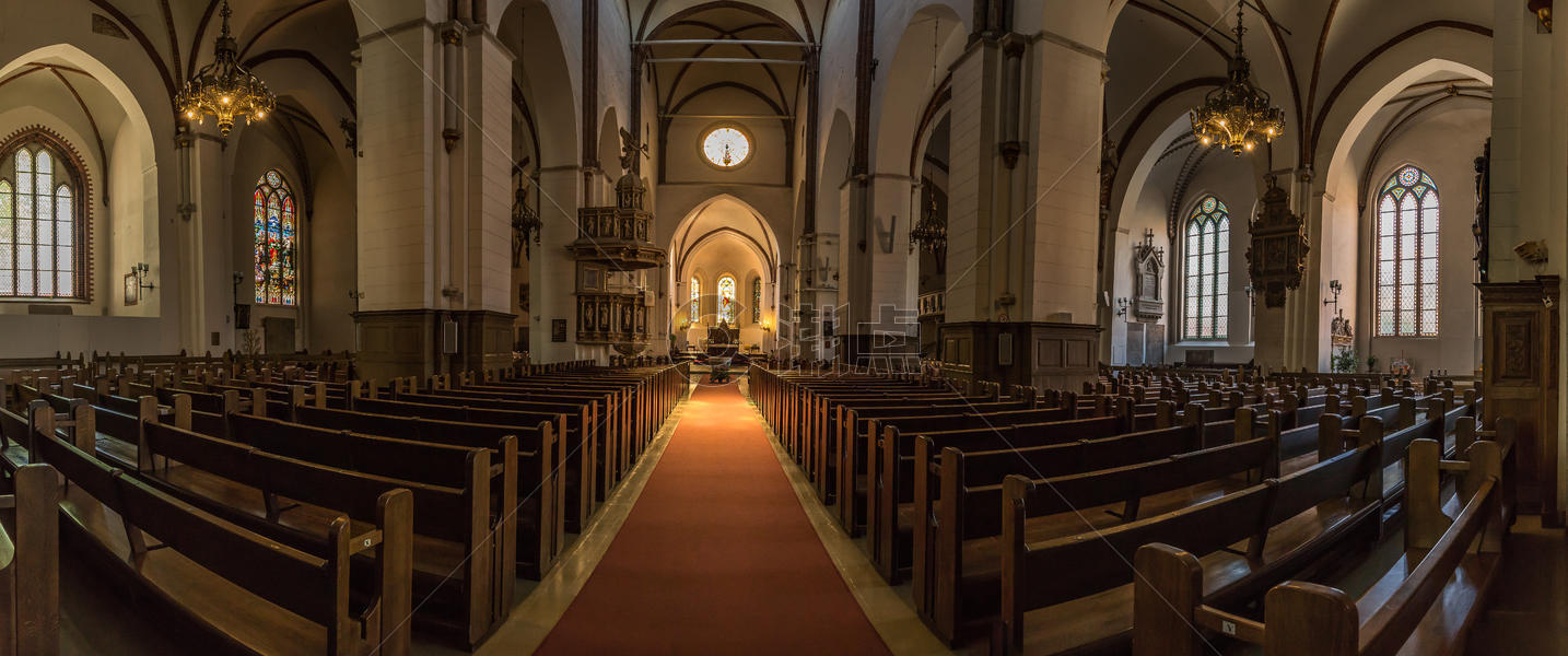 拉脱维亚里加圣约翰教堂内部全景图图片素材免费下载