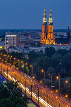 波兰首都华沙建筑风光夜景图片素材免费下载