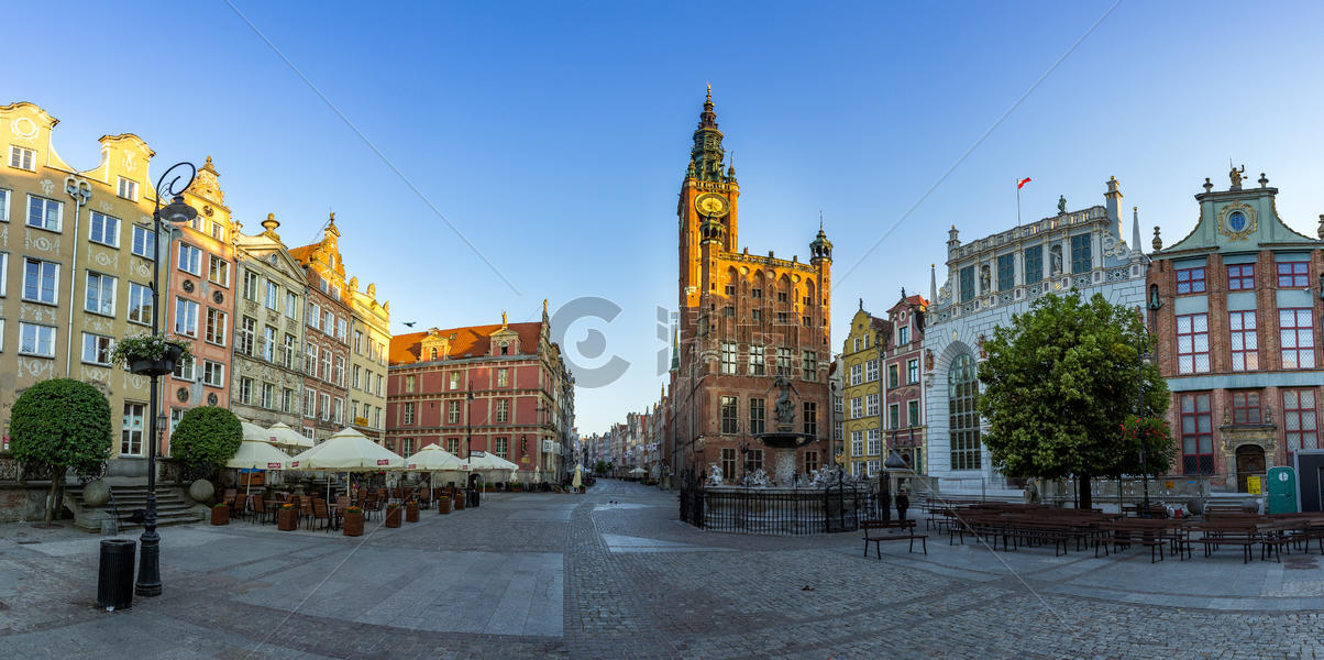 波兰格但斯克市政厅广场全景图图片素材免费下载