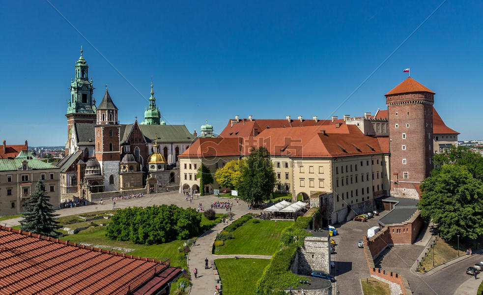 俯瞰波兰克拉科夫旅游景点瓦维尔城堡图片素材免费下载
