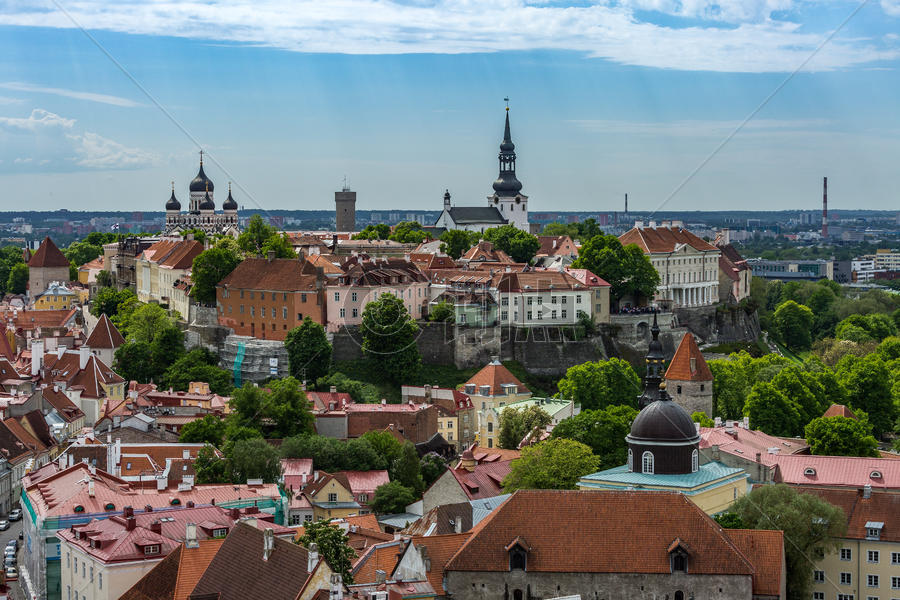 俯瞰爱沙尼亚首都塔林中世纪老城图片素材免费下载